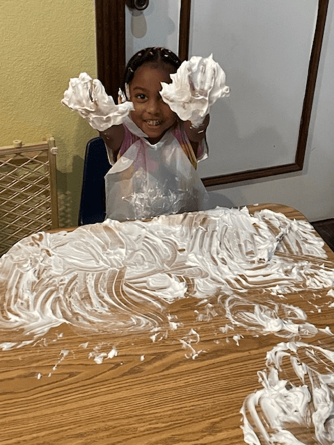 Getting creative with shaving cream sensory play