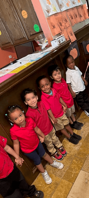 Students lined up and ready to learn