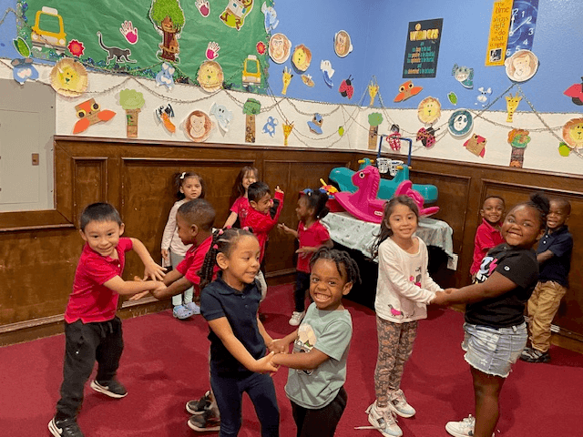 Dancing and having fun together in the classroom