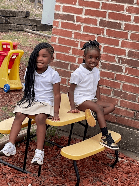 Playground fun with friends outside